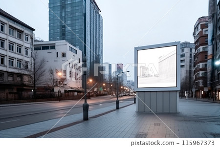 Billboard with blank mock up digital display in modern city, generated AI Billboard with blank mock up digital display in modern city, generated AI 115967373