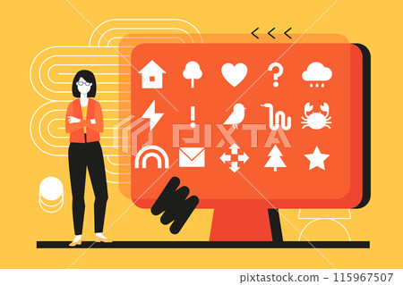 Symbols for communication - flat design style icons set illustration Symbols for communication - flat design style icons set illustration 115967507