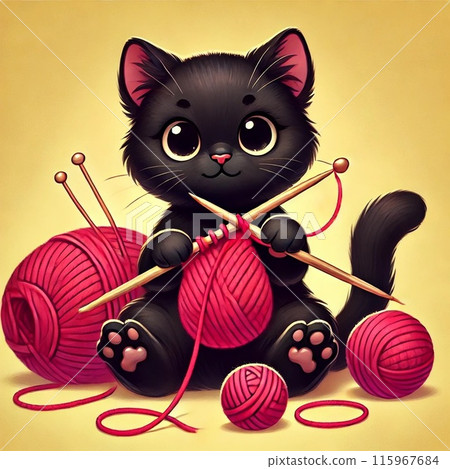 Knitting black cat 1 115967684