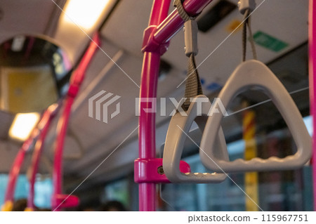 Interior view of the bus with hand grip, in Singapore Interior view of the bus with hand grip, in Singapore 115967751