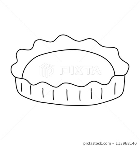 Round baking form for cake or pie, doodle style flat vector outline for coloring book Round baking form for cake or pie, doodle style flat vector outline for coloring book 115968140