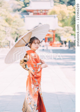 A woman in a kimono 115968289