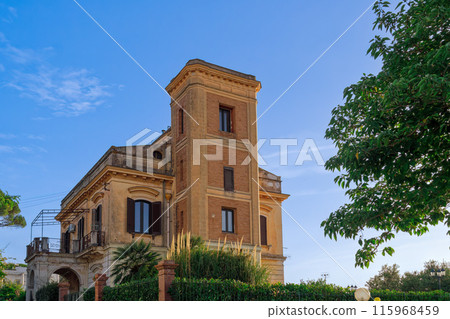 Old Anacapri house facade in Via Giuseppe Orlandi at Capri Island, Italy. 115968459
