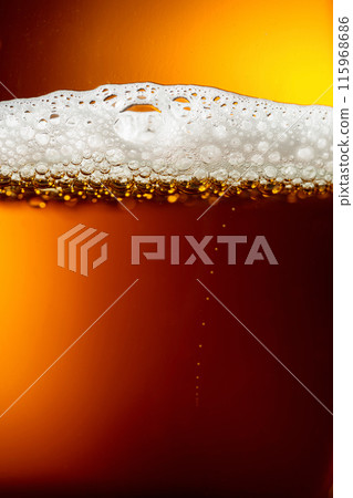 Glass of tasty beer with foam, closeup. 115968686