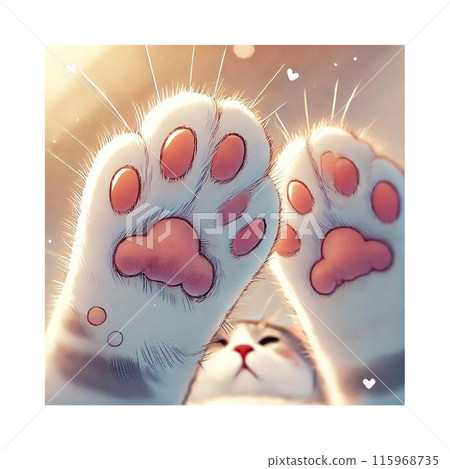 Inai Inai Baa! Feel the healing power of cat paws from a bottom angle Generative AI 115968735