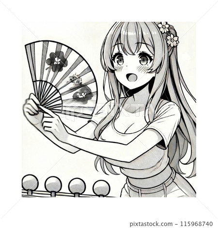 一個緊張得差點掉下漫畫風格的生成人工智慧的女人。 一個緊張得差點掉下漫畫風格的生成人工智慧的女人。 115968740