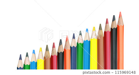 Colored pencils or Crayons is stacked on a white background. Colored pencils or Crayons is stacked on a white background. 115969148