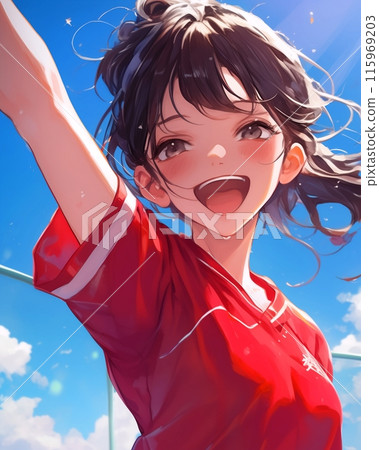 開朗的女孩插畫“AI生成圖像” 115969203