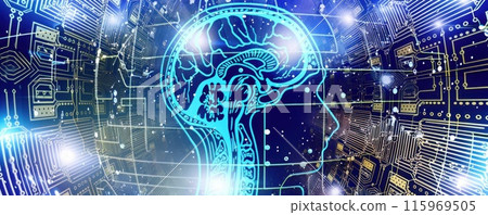 Futuristic Portrait: The Brain as a High-Tech Information Processing Center 115969505