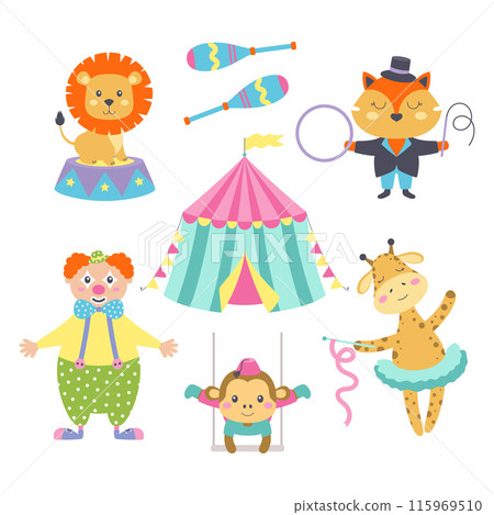 cartoon circus set isolated 115969510