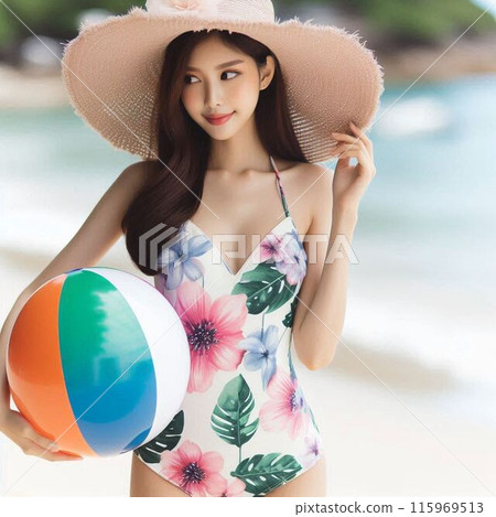 Young woman on the beach 1 115969513