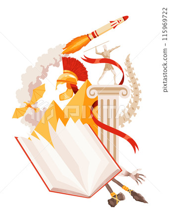 School subject icon concept, history. Education and science discipline for school or university study. Flat vector illustration isolated on white background School subject icon concept, history. Education and science discipline for school or university study. Flat vector illustration isolated on white background 115969722