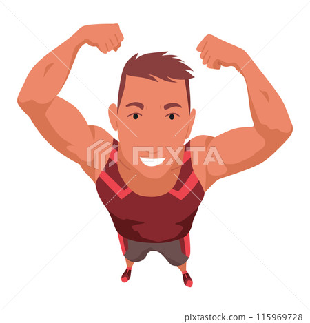 Overhead people looking up. Surprised man character watching, staring, top down view. Cartoon vector illustration 115969728