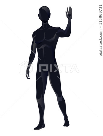 Mannequin silhouette of men. Flat male fashion character collection front view boy. Human body clothing template. Vector Illustration 115969731