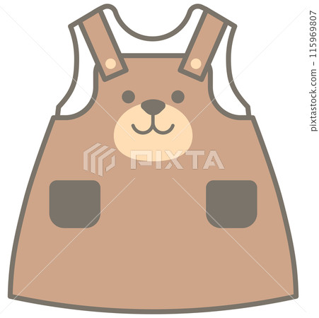 Cute baby clothes in Children Style Cartoon illustration teddy bear overalls dress 115969807