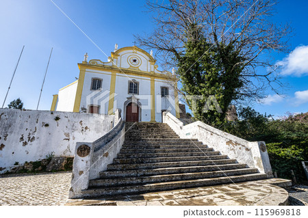 Castle and Igreja Matriz cemetery in Santiago do Cacem, Alentejo, Portugal 115969818