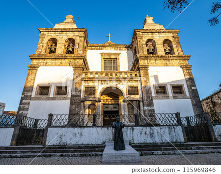 Exterior of Igreja de Santa Maria Graca, Se de Setubal. Main Church of Setubal, Portugal, founded in the XIII century Exterior of Igreja de Santa Maria Graca, Se de Setubal. Main Church of Setubal, Portugal, founded in the XIII century 115969846