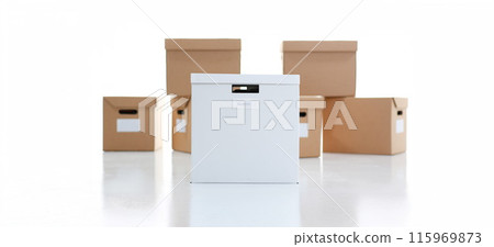 A lot of carton box of kraft color. 115969873