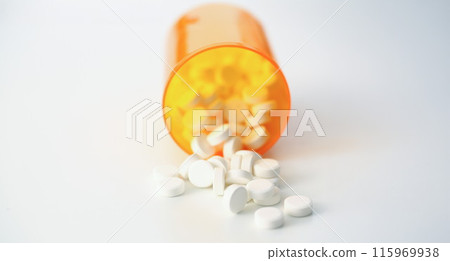 Tablets scattered on the table of the Tablets scattered on the table of the 115969938