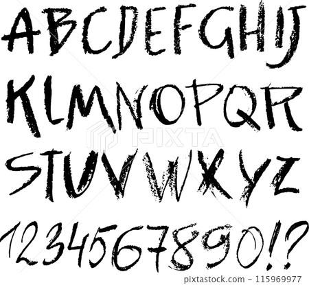 Hand Drawn Grunge Chalk Textured Font 115969977