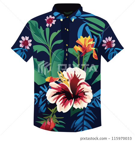 芙蓉圖案阿囉哈襯衫 115970033
