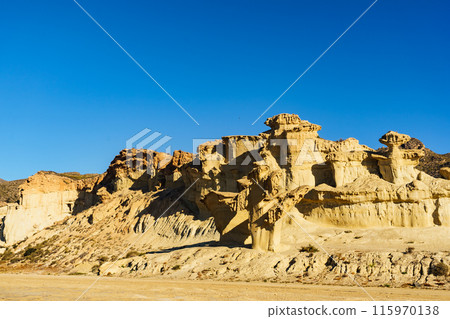 Sandstone formations Bolnuevo, Spain 115970138