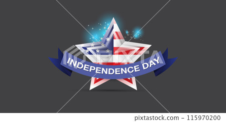 Independence Day USA Banner, background and Greeting Card with Star with usa flag. 4th of July United States Independence Day Celebration Design Vector Illustration. Independence day poster template 115970200