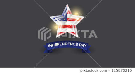Independence Day USA Banner, background and Greeting Card with Star with usa flag. 4th of July United States Independence Day Celebration Design Vector Illustration. Independence day poster template 115970210