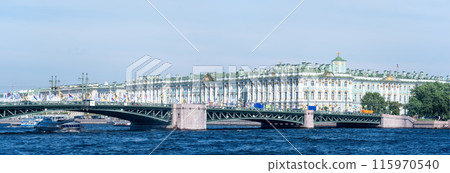 Panoramic view of St. Petersburg and Neva river in summer 115970540