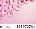 Flat lay of spring summer flowers with copy space 115970701