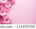 Flat lay of spring summer flowers with copy space 115970705