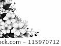 Hand drawn flowers on white background with copy space 115970712