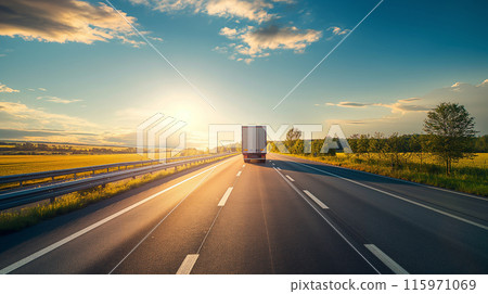 一輛卡車在高速公路上行駛的背景資料圖片照片,早晨,日落,日出 一輛卡車在高速公路上行駛的背景資料圖片照片,早晨,日落,日出 115971069