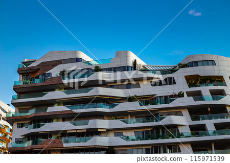 New apartment buildings. Residential area with modern apartment buildings. City Life in Milan, Italy. Modern Italian architecture. Copy space New apartment buildings. Residential area with modern apartment buildings. City Life in Milan, Italy. Modern Italian architecture. Copy space 115971539