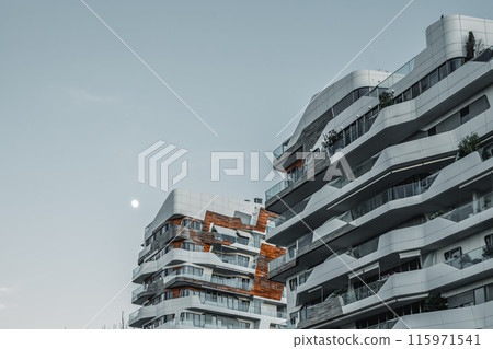 Beautiful modern building. Milan, Italy Modern architecture of City life 115971541