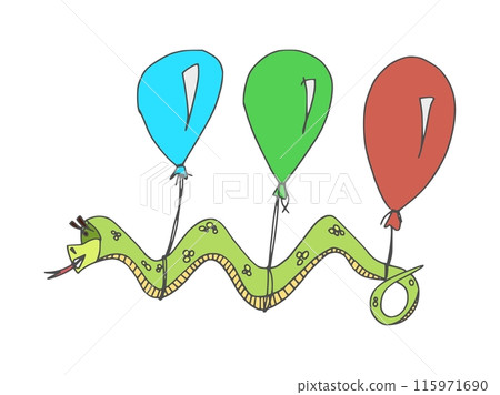 humorous character with balloons snake drawing humorous character with balloons snake drawing 115971690