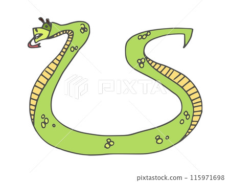 funny snake doodle character animal green color funny snake doodle character animal green color 115971698