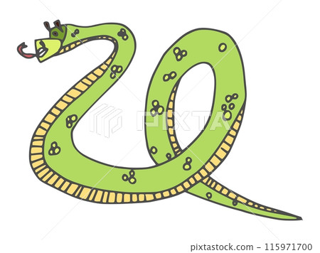 funny snake doodle character twisted green color funny snake doodle character twisted green color 115971700