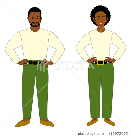 Confident black couple, white background Confident black couple, white background 115972065