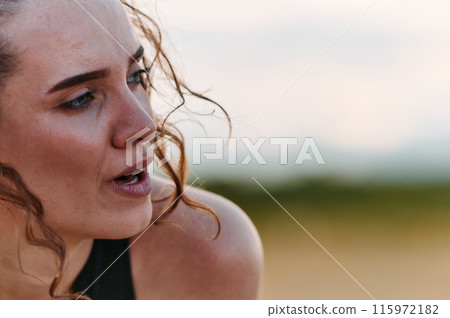 Woman Resting After Intense Run Woman Resting After Intense Run 115972182
