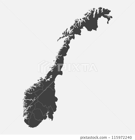 Vector map country Norway divided on regions 115972240