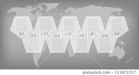 Transparent diagram infographic process on 9 steps 115972257