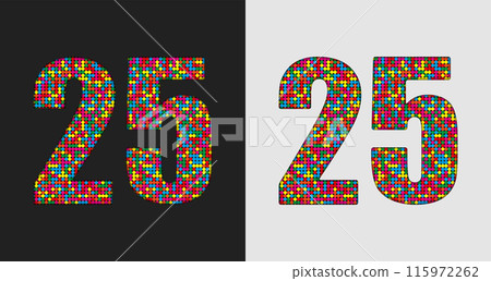 Bubble number - 25. Glitter figure of colored dots Bubble number - 25. Glitter figure of colored dots 115972262
