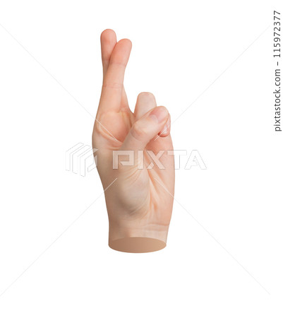 Finger cross gesture for luck Superstition sign, lucky symbol of hope Crossed arm for wish, Finger cross gesture for luck Superstition sign, lucky symbol of hope Crossed arm for wish, 115972377