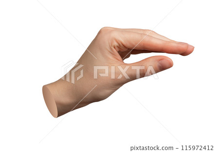Hand gesture, sign, showing something, little bit isolated on white background Hand gesture, sign, showing something, little bit isolated on white background 115972412
