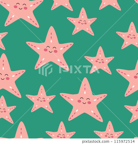 Seamless pattern pink cartoon starfish Seamless pattern pink cartoon starfish 115972514