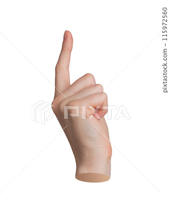 Hand gesture with pointing finger, indicating sign. Index finger, pointer close up, isolated on 115972560