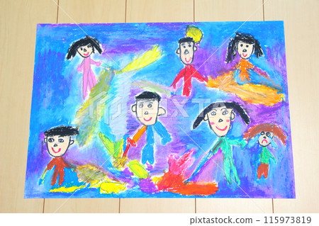 Drawing summer vacation homework children Drawing summer vacation homework children 115973819