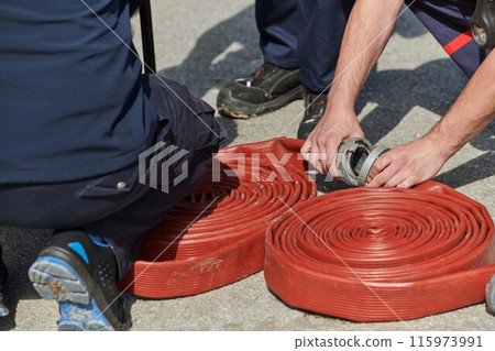 Close Up of Firefighting Equipment for Hazardous Tasks Close Up of Firefighting Equipment for Hazardous Tasks 115973991