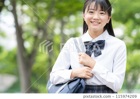 High school girl uniform portrait 115974209